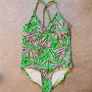 Lilly Pulitzer Kids Girl Green Bean Daisy Darling One Piece Swimsuit